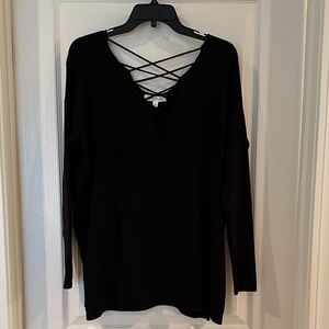 Honey Punch Black Crisscross Sweater